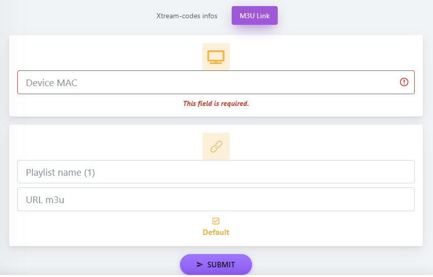  Enter the MAC address, Playlist name, and the URL M3U of Octo IPTV