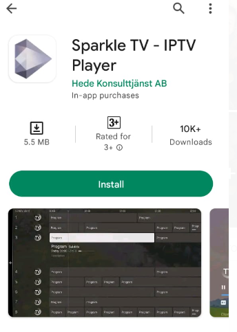 Hit the Install button to get Sparkle IPTV