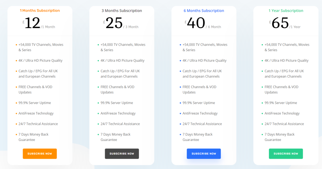  subscription plans of Studio IPTV