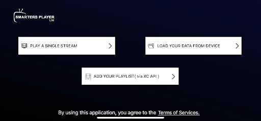 Select Add Your Playlist (via XC API)  to stream Teste IPTV