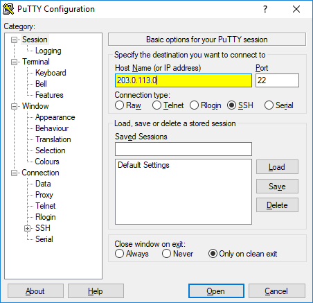 type the IP address