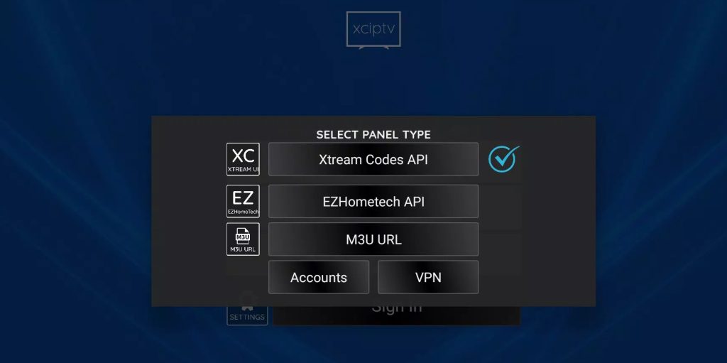 choose the IPTV playlist type