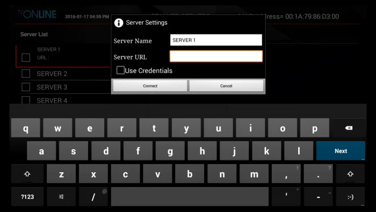 Click Connect to load IPTV M3U playlist