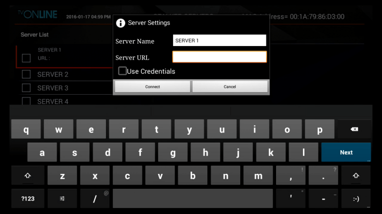 Tap the Server URL option