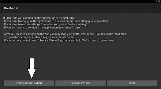 Click on the Configure application button