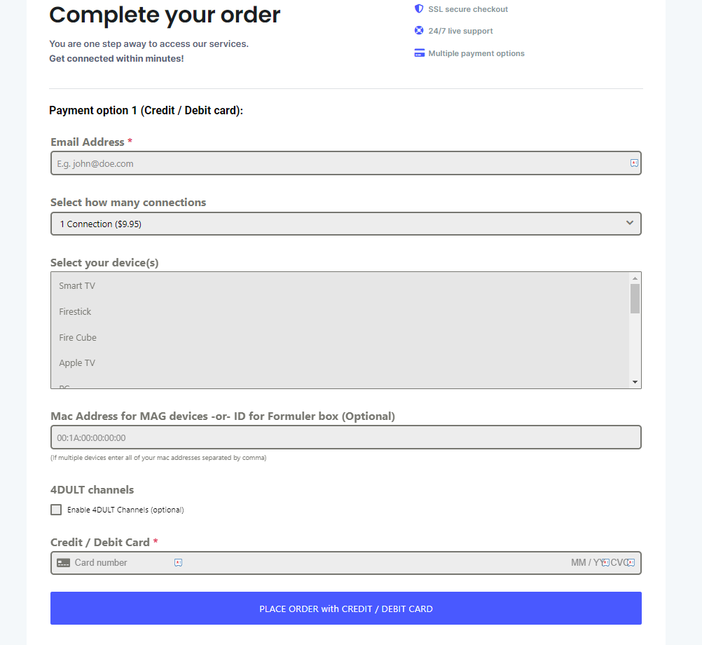 Choose the number of connections