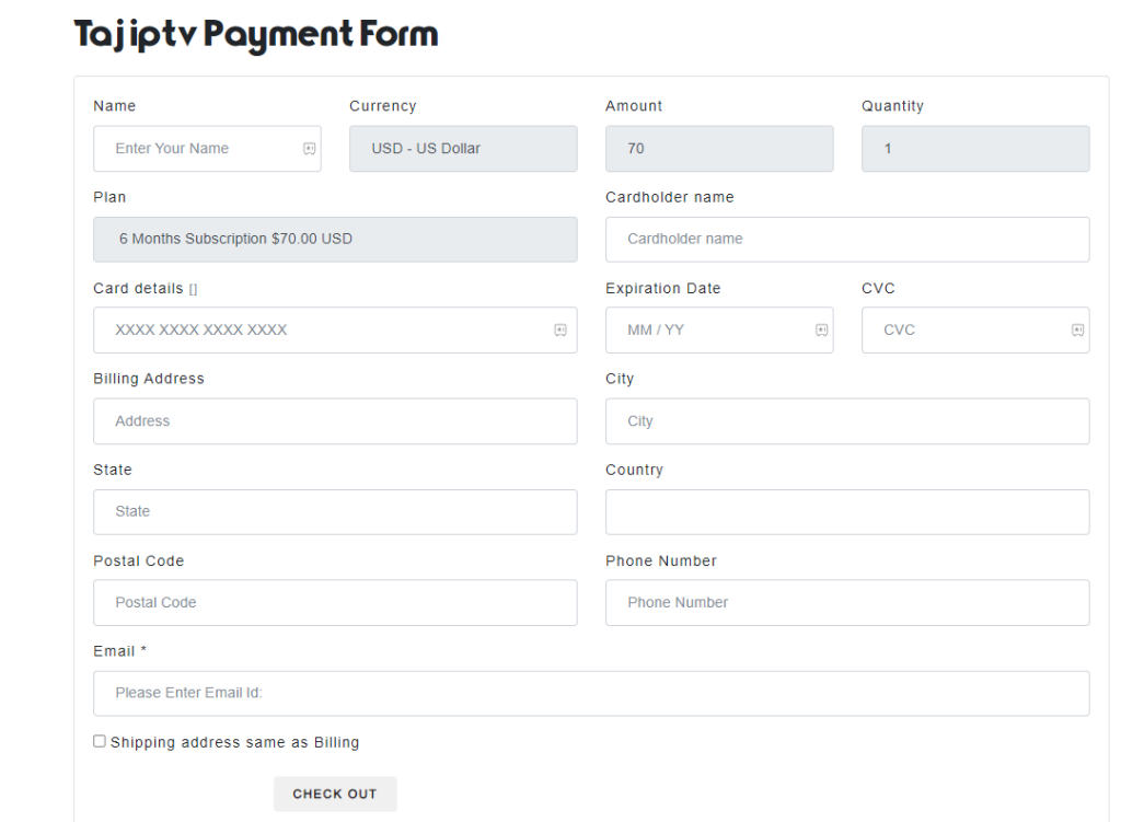 Taj IPTV Form