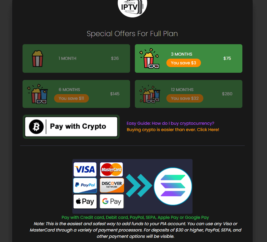 Choose your plan and prefered payment method